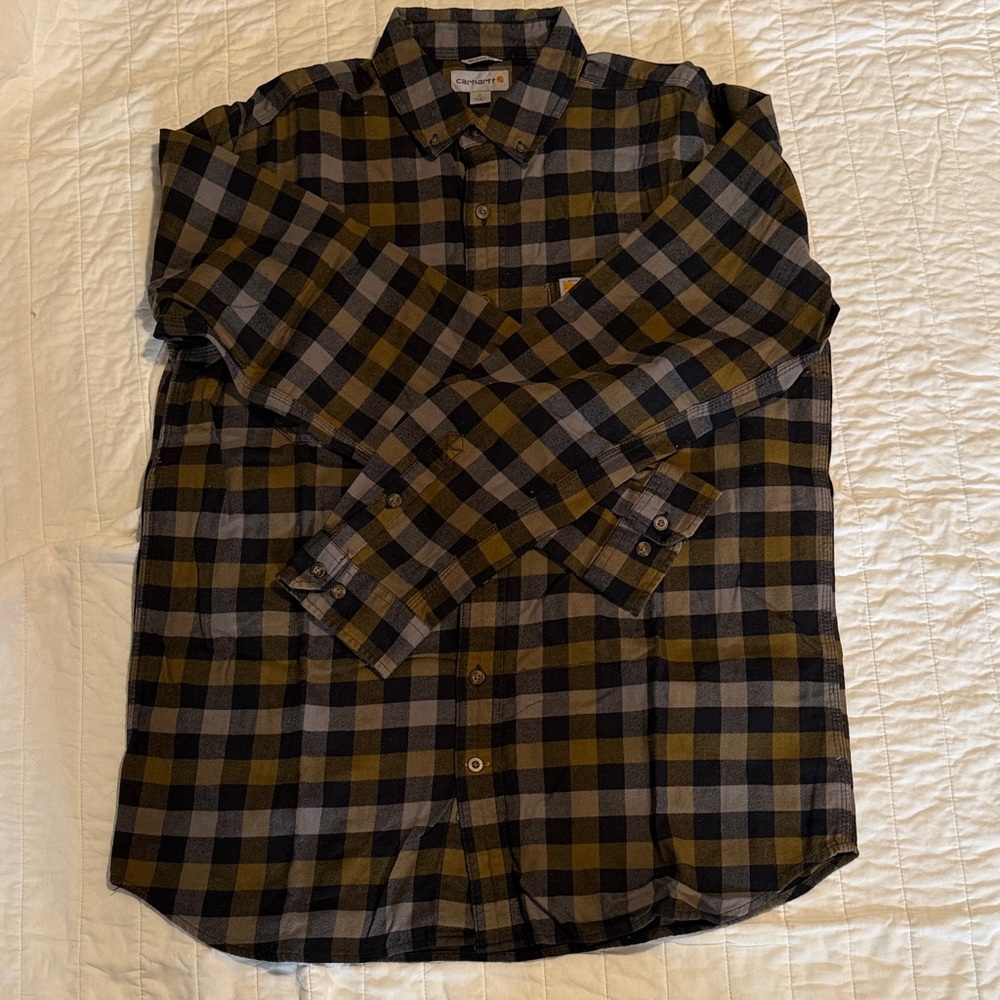 Carhartt Men's Plaid Button-Down Shirt - Black and Brown
